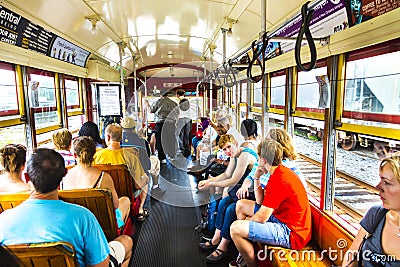People travel with the famous old Street car St. Charles line Editorial Stock Photo
