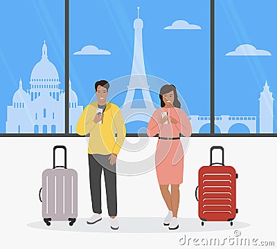 People Travel France Europe Tourist Summer Holiday Vector Illustration