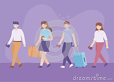 people travelers set Vector Illustration