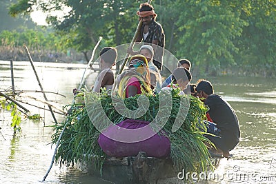 The people are traveling the boat Editorial Stock Photo