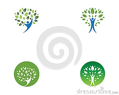 People Tree Logo Design Vector Icon Vector Illustration