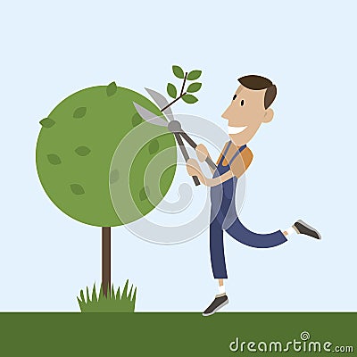 People tree pruner Vector Illustration