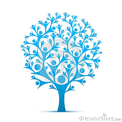 People tree sign color blue. Vector Illustration