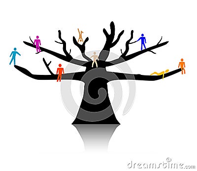 People in treetop Vector Illustration