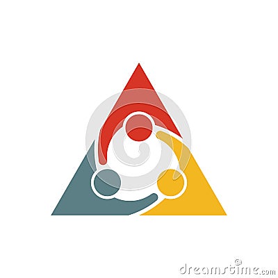People Triangle Meeting Logo Cartoon Illustration