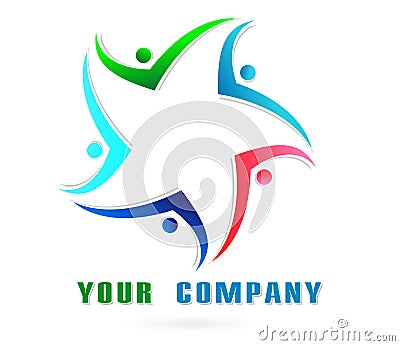 People union together team work logo icon symbol for company on white background Stock Photo