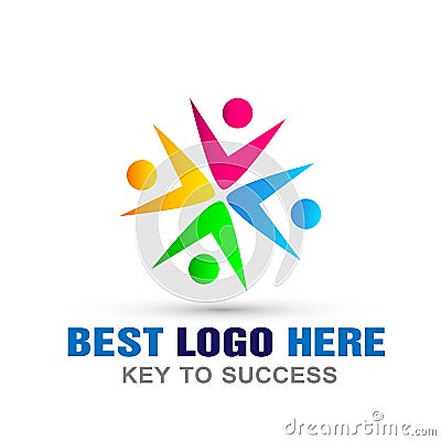 People union together team work logo icon symbol for company on white background Cartoon Illustration