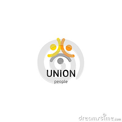 People union vector logo. Common people logotype isolated template. Abstract symbol of connected humans. Vector Illustration
