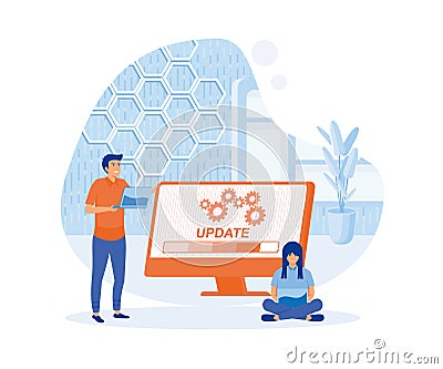 people update operation system can use for, landing page, template, ui, web, mobile app, poster, banner, flyer. Vector Illustration