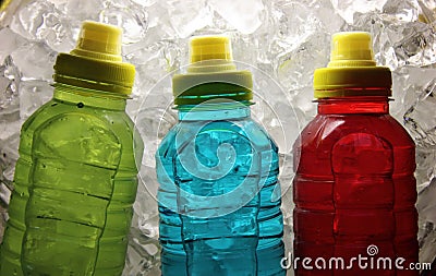 Sports energy drinks on ice. Stock Photo