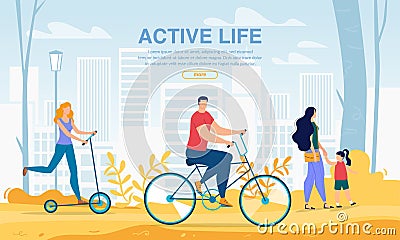 People Using City Eco Transport Active Life Poster Vector Illustration