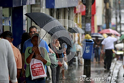 People using rain umbrella in salvador Editorial Stock Photo