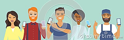 People using smart phones Vector Illustration