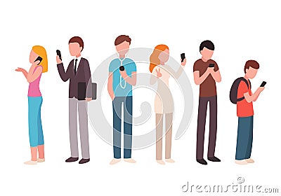 People using smartphones Vector Illustration