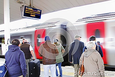 People using train station Editorial Stock Photo