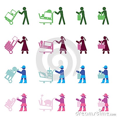 People with various shopping actions Vector Illustration