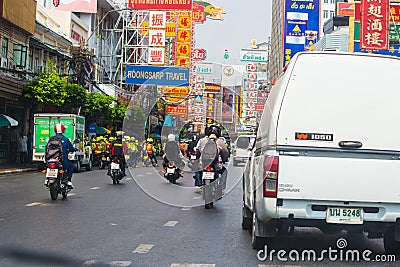 People and vehicles in bangkok city street Editorial Stock Photo