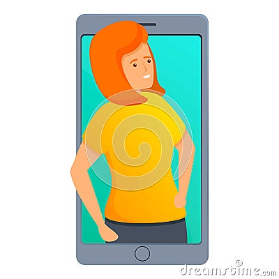 People video call icon, cartoon style Vector Illustration