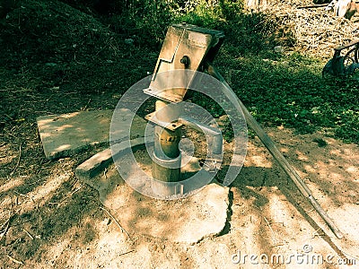 The people of the village have to depend on hand pumps for water Stock Photo