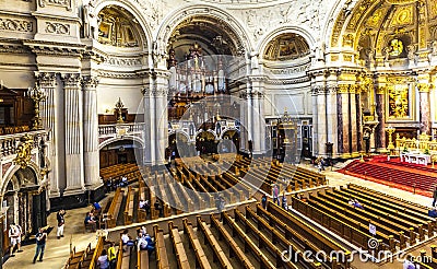 People visit the Berliner Dom from inside Editorial Stock Photo