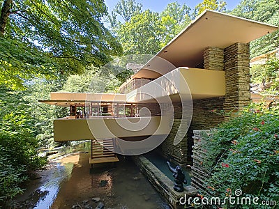 People visit Falling Water house in Allegheny Mountains Editorial Stock Photo