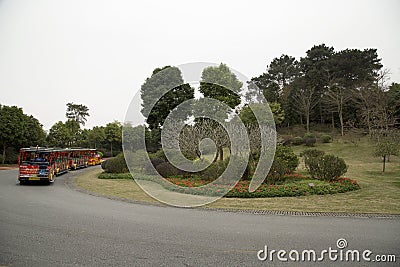 Visiting Qingxiu mountain by small train in Nanning Editorial Stock Photo