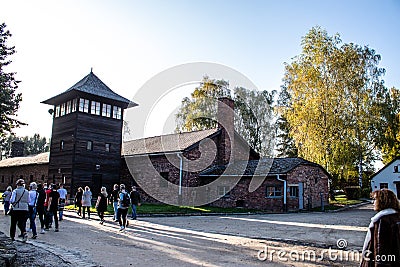 People visiting Auschwitz Editorial Stock Photo