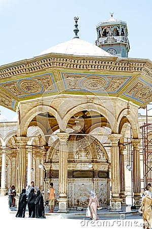 People visiting the courtyard sahn of the mosque Muhammad Ali. Cairo. Egypt Editorial Stock Photo