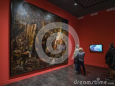 People visiting the exposition of the Collection Russian State Museum of St Petersburg/Malaga Editorial Stock Photo