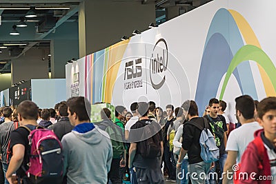 People visiting Games Week 2014 in Milan, Italy Editorial Stock Photo