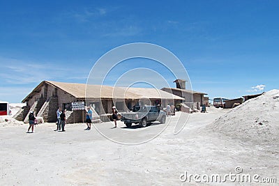 People visiting salt lake with excursion Editorial Stock Photo