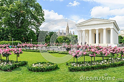 People visiting Volksgarten park and Theseus Temple , Vienna, Au Editorial Stock Photo