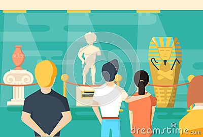 People visits to museum Vector Illustration