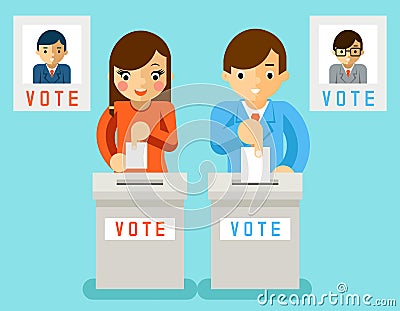 People vote for candidates of different parties Vector Illustration