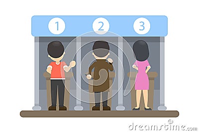 People at voting booth. Vector Illustration