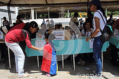 People voting on Venezuelan national consultation called by the National Assembly Editorial Stock Photo