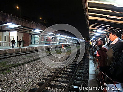 People waiting at Tanjong Pagar railway station Editorial Stock Photo