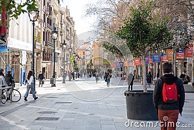 People walk along the Barcelona promenade in time of Covid 19 in winter 2021 Editorial Stock Photo