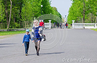People walk in the park Kadriorg, Tallinn, Estonia Editorial Stock Photo