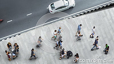 People walk on the pedestrian street walkway with the teenage yo Editorial Stock Photo