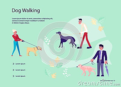 People walk their dogs Vector Illustration