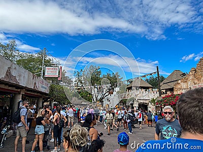 People walking in the Africa area at Animal Kingdom in Disney World Editorial Stock Photo