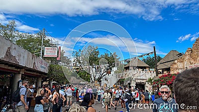 People walking in the Africa area at Animal Kingdom in Disney World Editorial Stock Photo