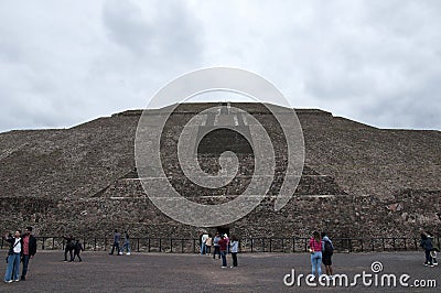 People walking around the ruins at the city of Teotihuacan Pyramids Editorial Stock Photo