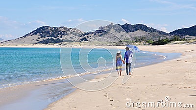 People walking on beach in Quy Nhon, Vietnam Editorial Stock Photo