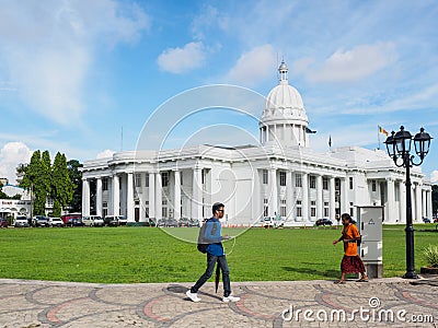 People walking the the Colombo City Concil Town Hall, Sri Lanka Editorial Stock Photo