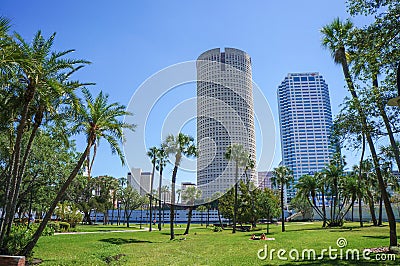 People walking, enjoying Henry B. Plant Park, University of Tampa Editorial Stock Photo