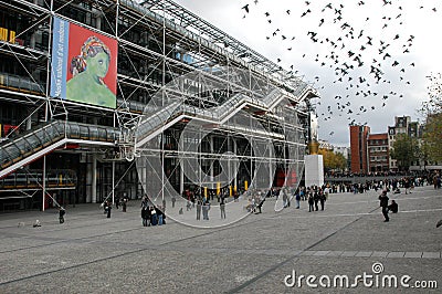 People walking in front of the Centre Georges Pompidou Editorial Stock Photo