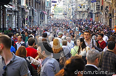 People walking on Istiklal Street in Istanbul Editorial Stock Photo