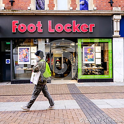 People Walking Past High Street Retailer Foot Locker Store During COVID-19 Editorial Stock Photo